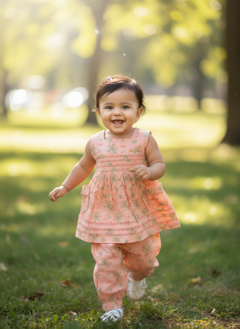 100% Pure Cotton Baby Girl Frock – Breathable Summer Dress