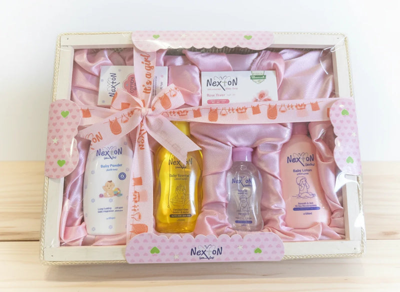 6-in-1 Baby Care Gift Set With Wooden Basket Nexton Brand