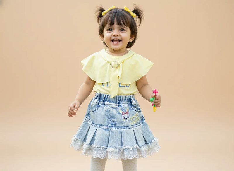 Stylish Baby Girls Skirt Set with Tights (3 PCS)
