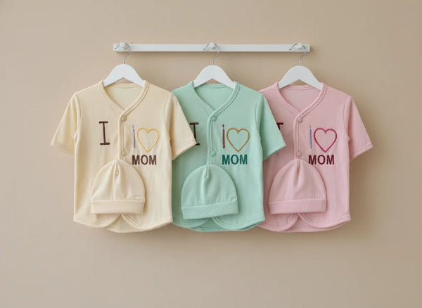 Newborn Baby 3-Piece Outfit – I Love MOM (0–6M)