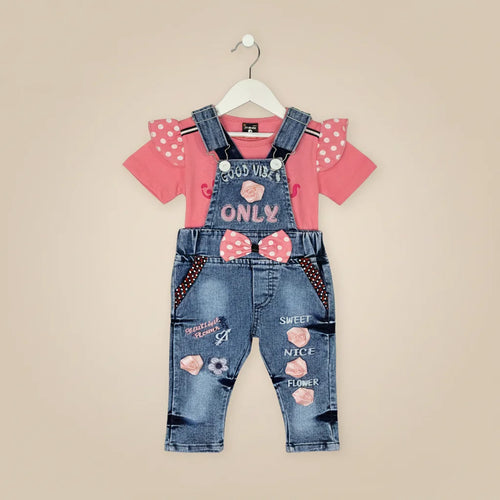 cute baby romper jeans style pink colour