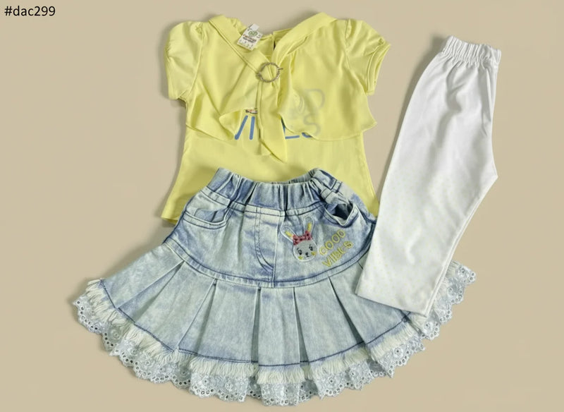 Stylish Baby Girls Skirt Set with Tights (3 PCS)