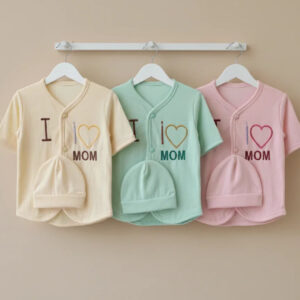 Newborn Baby 3-Piece Outfit – I Love MOM (0–6M)