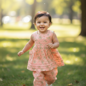100% Pure Cotton Baby Girl Frock – Breathable Summer Dress