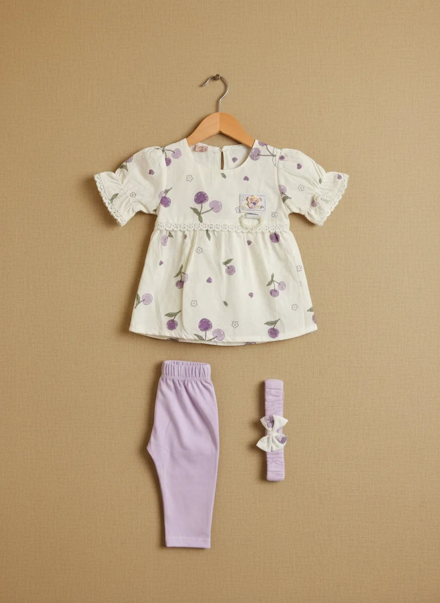 Baby Girl Frock with Matching Hair Band " 3 colours