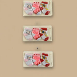 Baby 3-Piece Socks Set – Multicolor (0–6 Months)