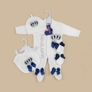 4-Piece Baby Crown Romper Set – Available in 3 Colours